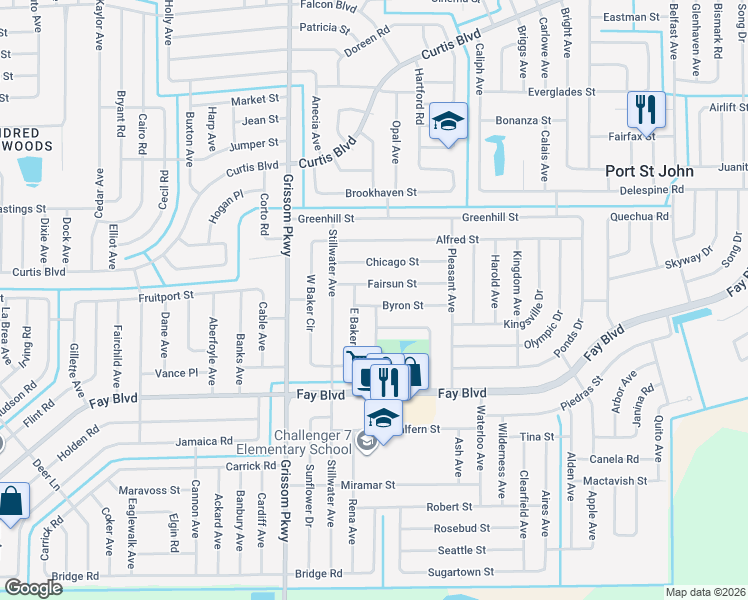 map of restaurants, bars, coffee shops, grocery stores, and more near 6390 Depot Avenue in Cocoa