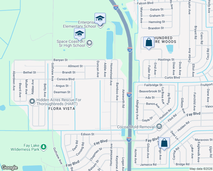 map of restaurants, bars, coffee shops, grocery stores, and more near 6470 Homestead Avenue in Cocoa