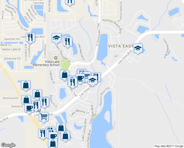 map of restaurants, bars, coffee shops, grocery stores, and more near 6335 Contessa Drive in Orlando