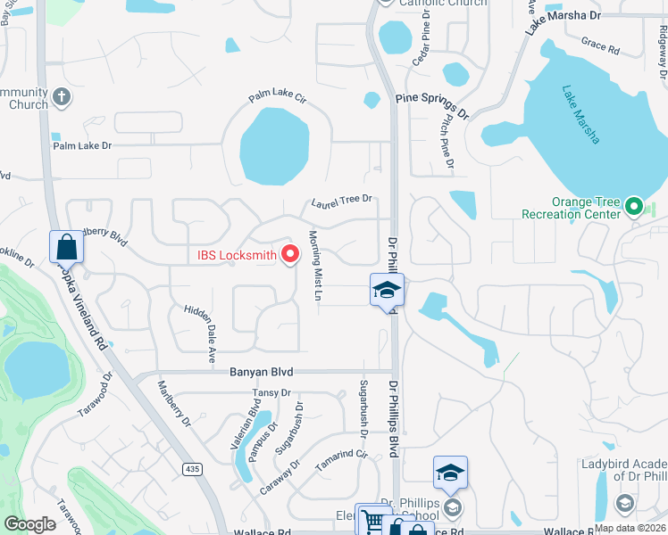 map of restaurants, bars, coffee shops, grocery stores, and more near 8101 Bluestar Circle in Orlando