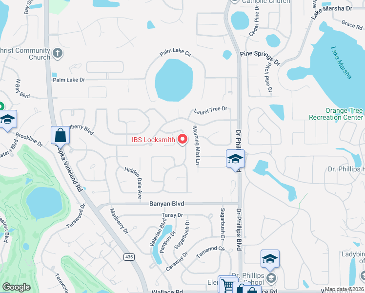 map of restaurants, bars, coffee shops, grocery stores, and more near 6306 Orange Cove Drive in Orlando