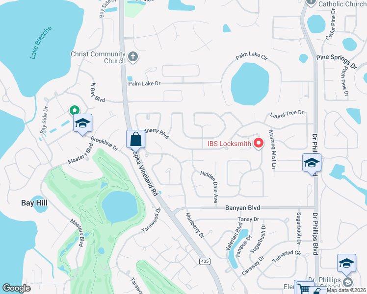map of restaurants, bars, coffee shops, grocery stores, and more near 8524 Shady Glen Drive in Orlando