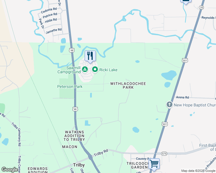 map of restaurants, bars, coffee shops, grocery stores, and more near 37808 Oak Forrest Drive in Dade City