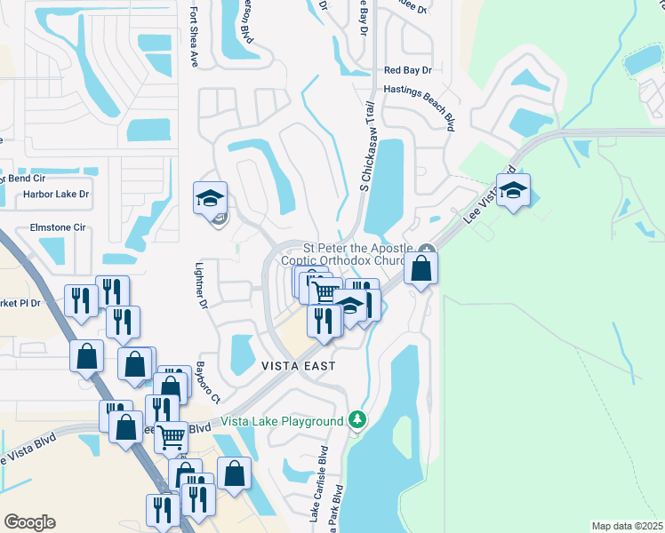 map of restaurants, bars, coffee shops, grocery stores, and more near 6265 Contessa Drive in Orlando