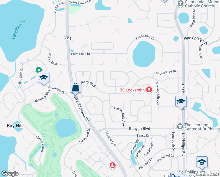map of restaurants, bars, coffee shops, grocery stores, and more near 8524 Shady Glen Drive in Orlando