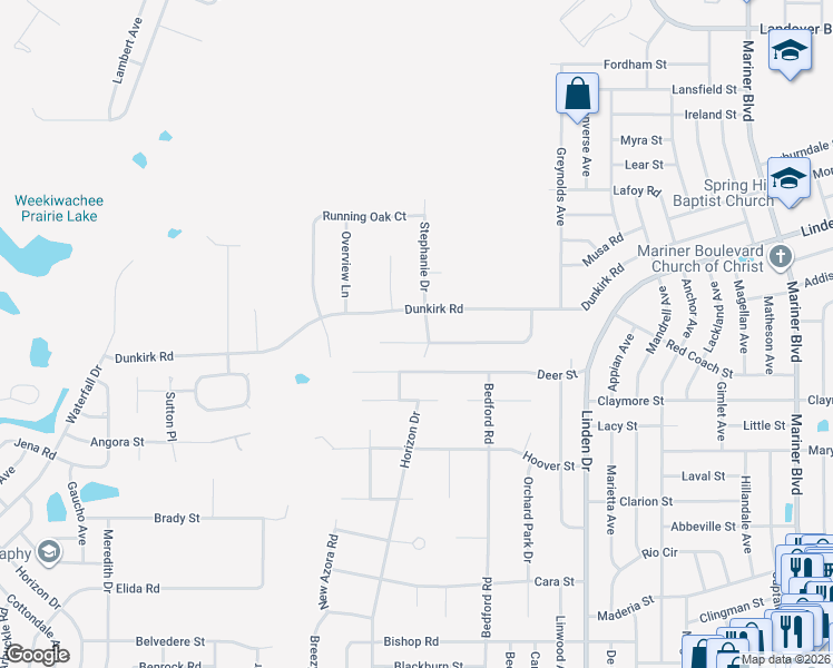 map of restaurants, bars, coffee shops, grocery stores, and more near 2463 Stephanie Drive in Spring Hill