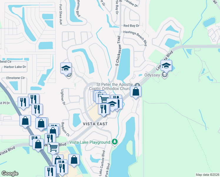 map of restaurants, bars, coffee shops, grocery stores, and more near 6265 Contessa Drive in Orlando