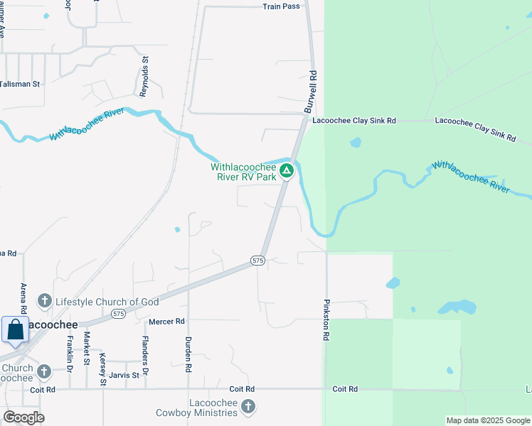map of restaurants, bars, coffee shops, grocery stores, and more near 39805 Florida 575 in Dade City
