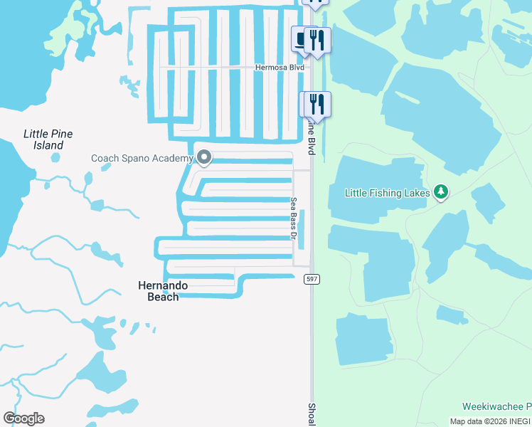 map of restaurants, bars, coffee shops, grocery stores, and more near 4017 Triggerfish Drive in Hernando Beach
