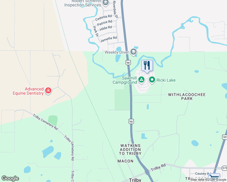 map of restaurants, bars, coffee shops, grocery stores, and more near 21451 U.S. 98 in Dade City