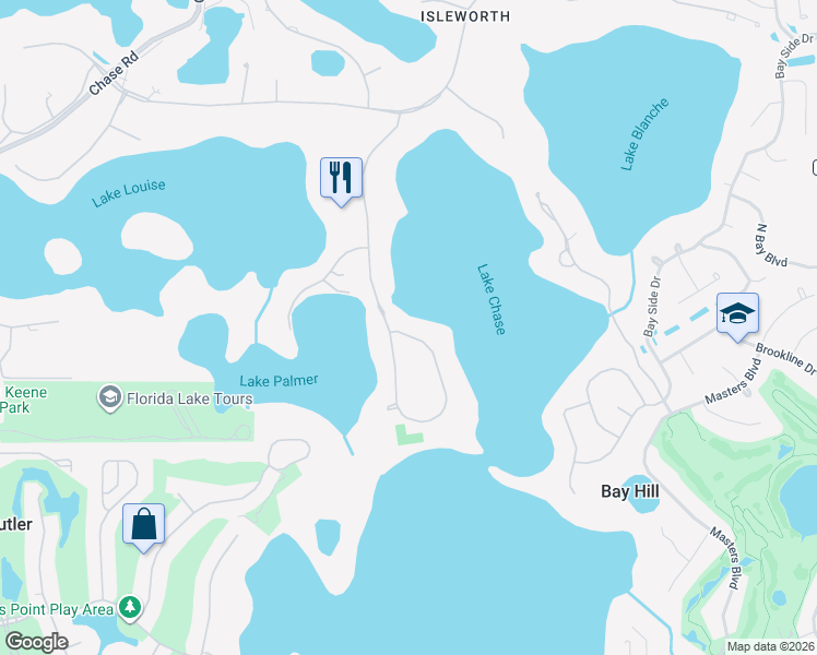 map of restaurants, bars, coffee shops, grocery stores, and more near 6464 Deacon Circle in Windermere