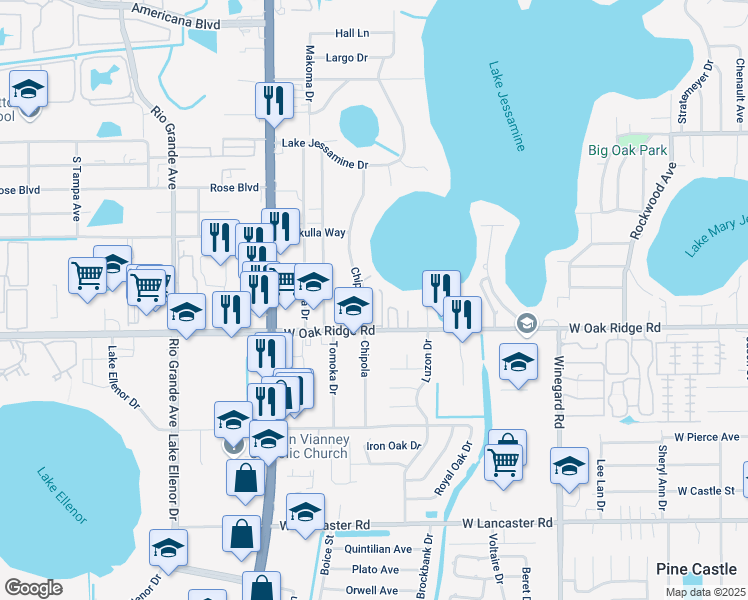 map of restaurants, bars, coffee shops, grocery stores, and more near 5812 Chipola Circle in Orlando