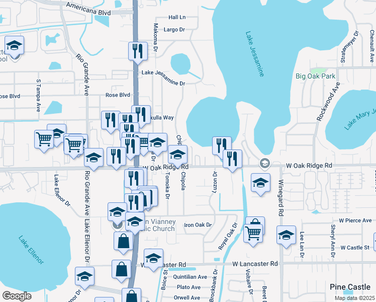 map of restaurants, bars, coffee shops, grocery stores, and more near 5812 Chipola Circle in Orlando