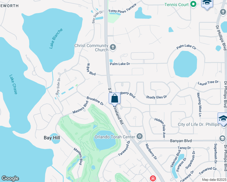 map of restaurants, bars, coffee shops, grocery stores, and more near 6130 Hardrock Circle in Orlando