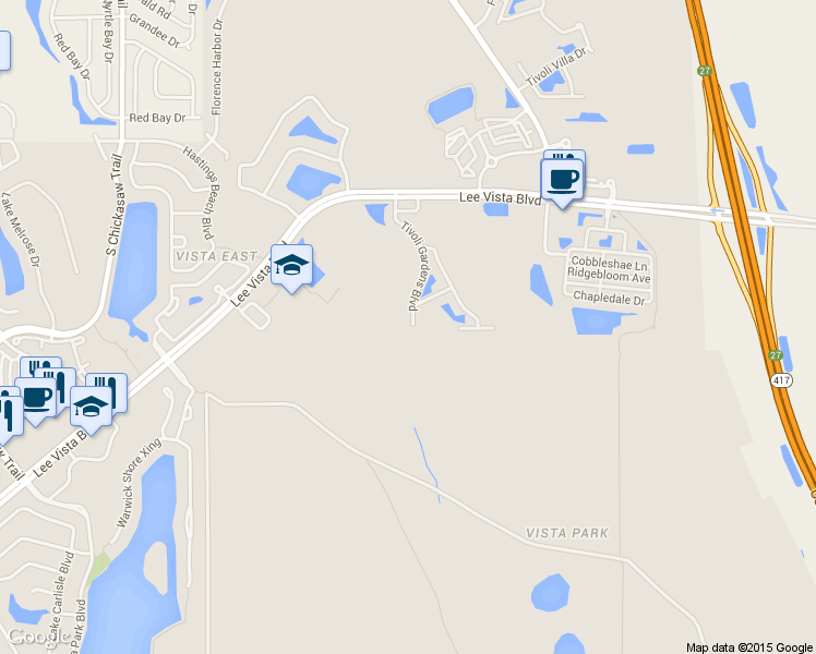 map of restaurants, bars, coffee shops, grocery stores, and more near 9520 Muse Place in Orlando