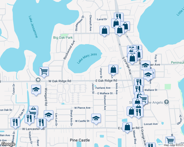 map of restaurants, bars, coffee shops, grocery stores, and more near 49 Parkwood Place in Orlando