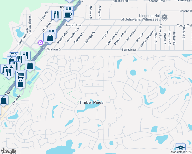 map of restaurants, bars, coffee shops, grocery stores, and more near 2629 Imperial Pine Drive in Spring Hill