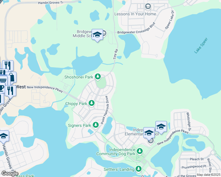 map of restaurants, bars, coffee shops, grocery stores, and more near 15481 Camp Dubois Crescent in Winter Garden