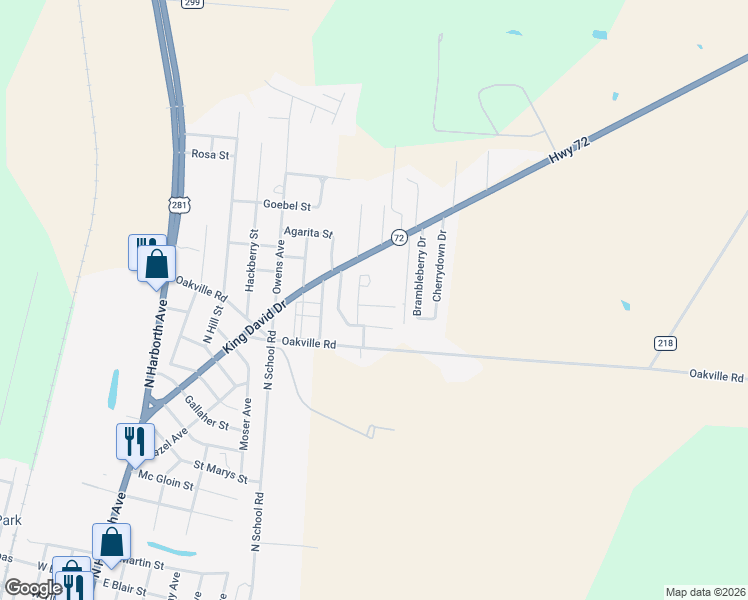 map of restaurants, bars, coffee shops, grocery stores, and more near 1717 45th Street in Three Rivers