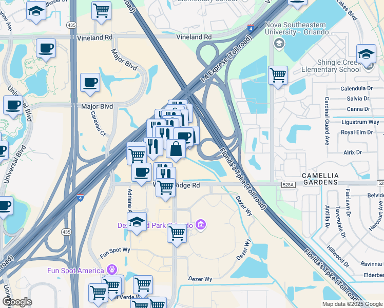 4950 International Drive Orlando Fl Walk Score Map Of Restaurants Bars Coffee S Grocery Ore Near 4950