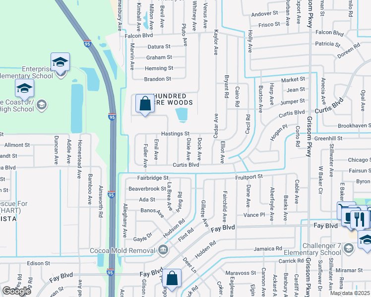map of restaurants, bars, coffee shops, grocery stores, and more near 6605 Haven Avenue in Cocoa