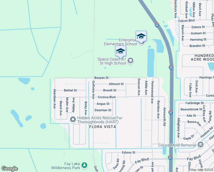 map of restaurants, bars, coffee shops, grocery stores, and more near 6265 Allmont Street in Cocoa