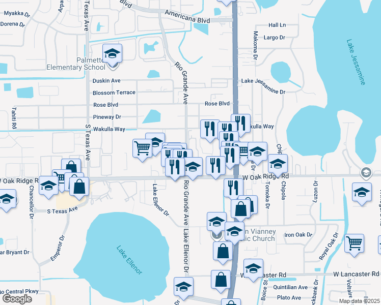 map of restaurants, bars, coffee shops, grocery stores, and more near 1649 Rio Grande Avenue in Orlando