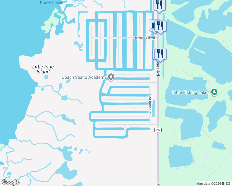 map of restaurants, bars, coffee shops, grocery stores, and more near 3440 Cobia Drive in Hernando Beach