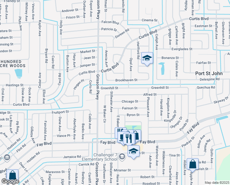 map of restaurants, bars, coffee shops, grocery stores, and more near 4876 Alfred Street in Cocoa