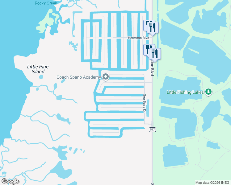 map of restaurants, bars, coffee shops, grocery stores, and more near 3440 Cobia Drive in Hernando Beach