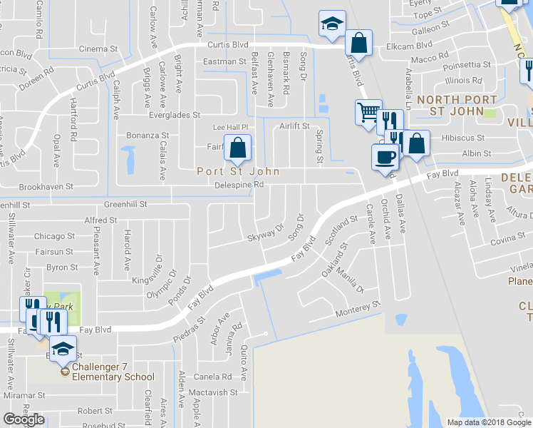 map of restaurants, bars, coffee shops, grocery stores, and more near 4226 Havana Drive in Cocoa