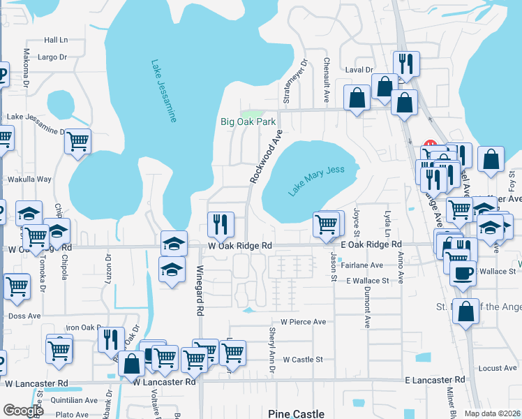 map of restaurants, bars, coffee shops, grocery stores, and more near 5801 Defiance Avenue in Orlando