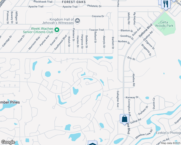 map of restaurants, bars, coffee shops, grocery stores, and more near 3052 Rippling Brook Way in Spring Hill