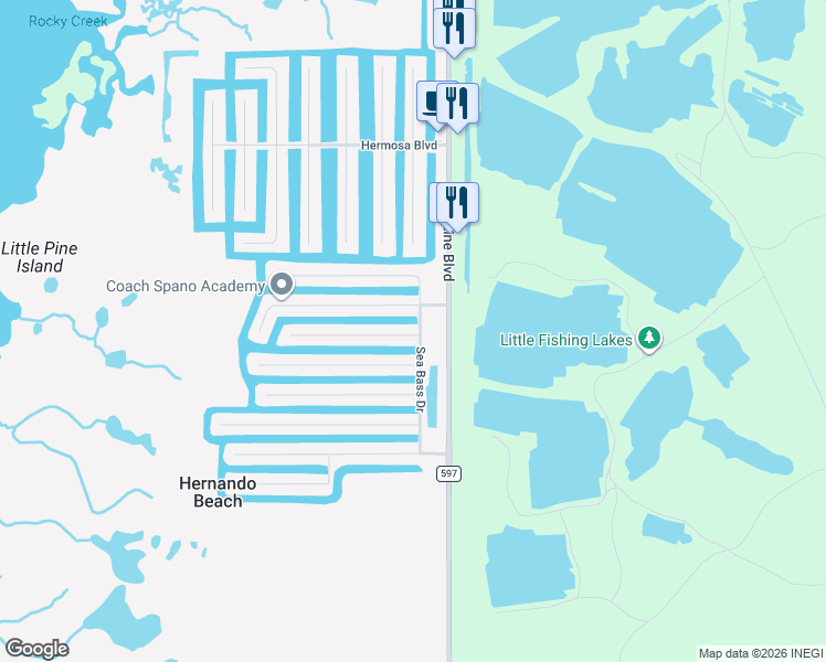 map of restaurants, bars, coffee shops, grocery stores, and more near 4066 Cobia Drive in Hernando Beach