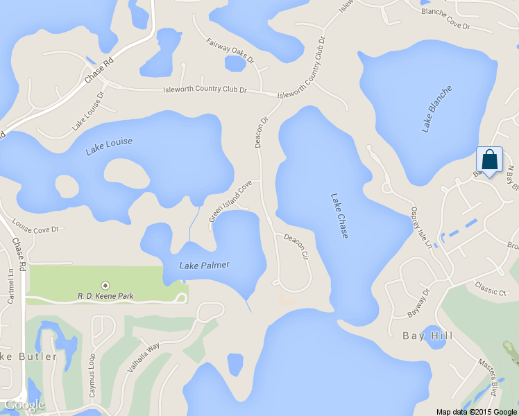 map of restaurants, bars, coffee shops, grocery stores, and more near 6100 Deacon Drive in Windermere