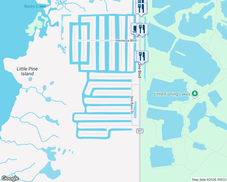 map of restaurants, bars, coffee shops, grocery stores, and more near 3511 Cobia Drive in Hernando Beach