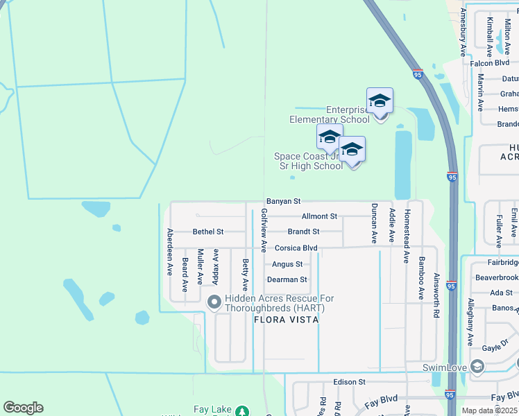 map of restaurants, bars, coffee shops, grocery stores, and more near 6581 Betty Avenue in Cocoa