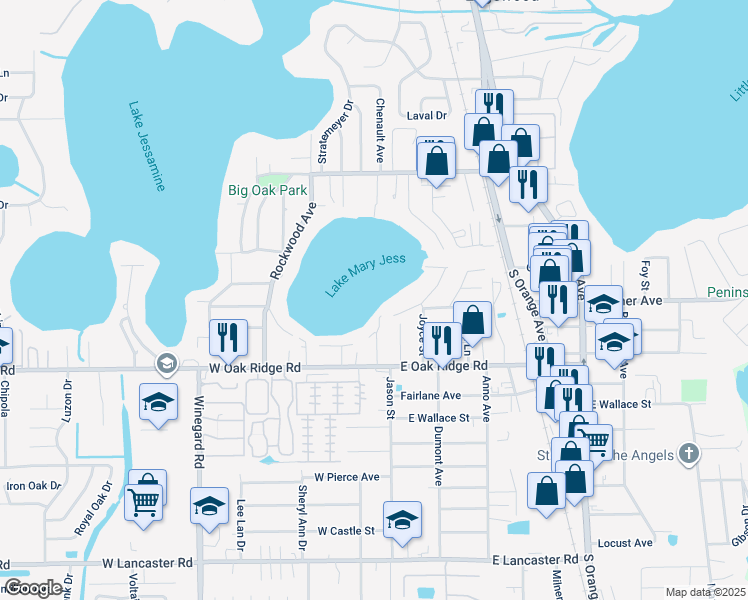map of restaurants, bars, coffee shops, grocery stores, and more near 49 Parkwood Place in Orlando