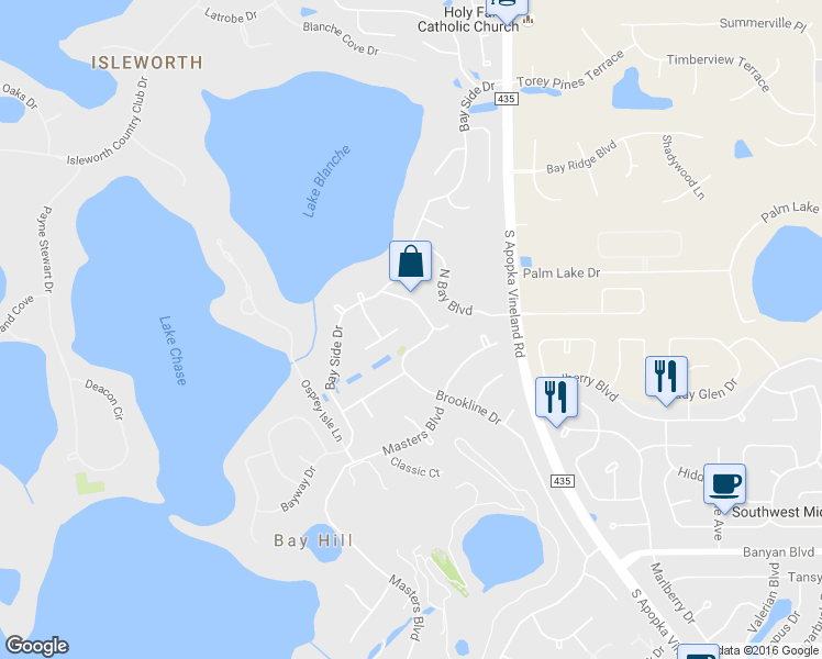 map of restaurants, bars, coffee shops, grocery stores, and more near 9107 Galleon Court in Orlando