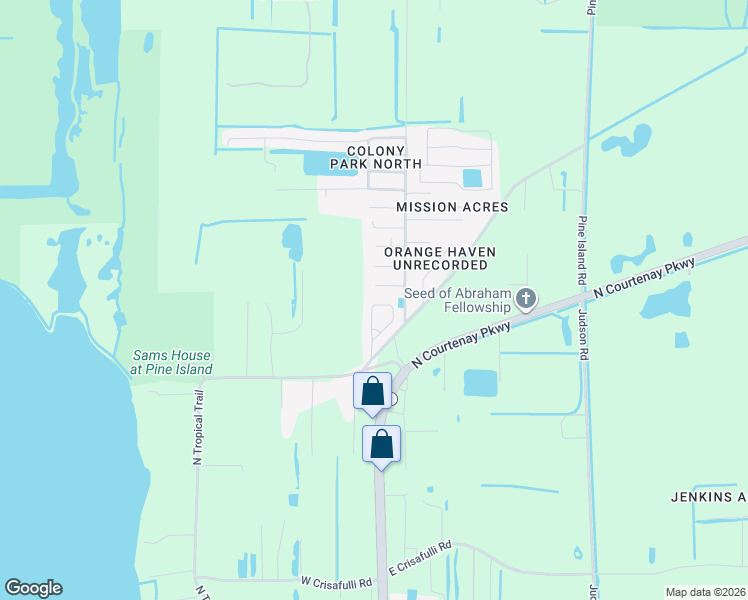 map of restaurants, bars, coffee shops, grocery stores, and more near 6486 Colony Park Drive in Merritt Island