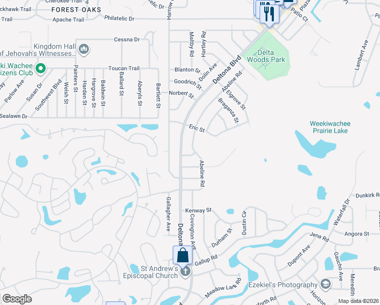 map of restaurants, bars, coffee shops, grocery stores, and more near 3104 Deltona Boulevard in Spring Hill
