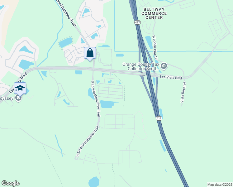 map of restaurants, bars, coffee shops, grocery stores, and more near 10163 Ridgebloom Avenue in Orlando