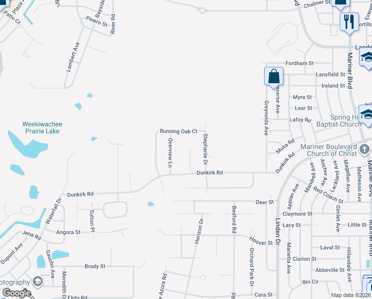 map of restaurants, bars, coffee shops, grocery stores, and more near 3040 Tiffany Court in Spring Hill