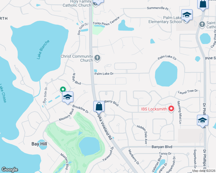 map of restaurants, bars, coffee shops, grocery stores, and more near 8816 Great Cove Drive in Orlando