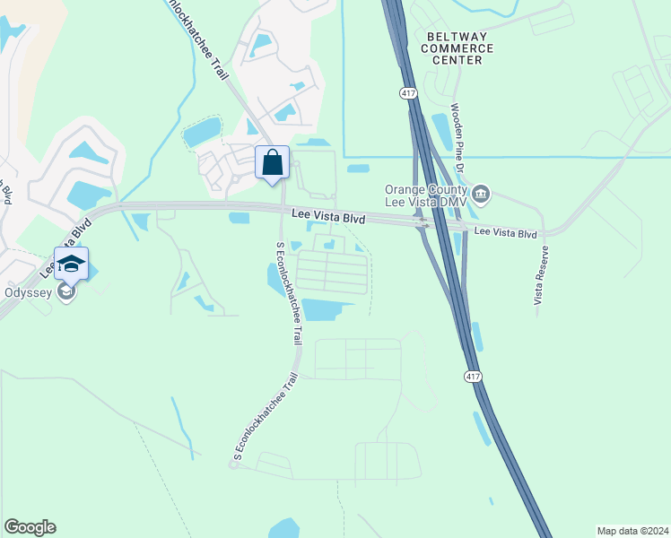 map of restaurants, bars, coffee shops, grocery stores, and more near 10163 Ridgebloom Avenue in Orlando