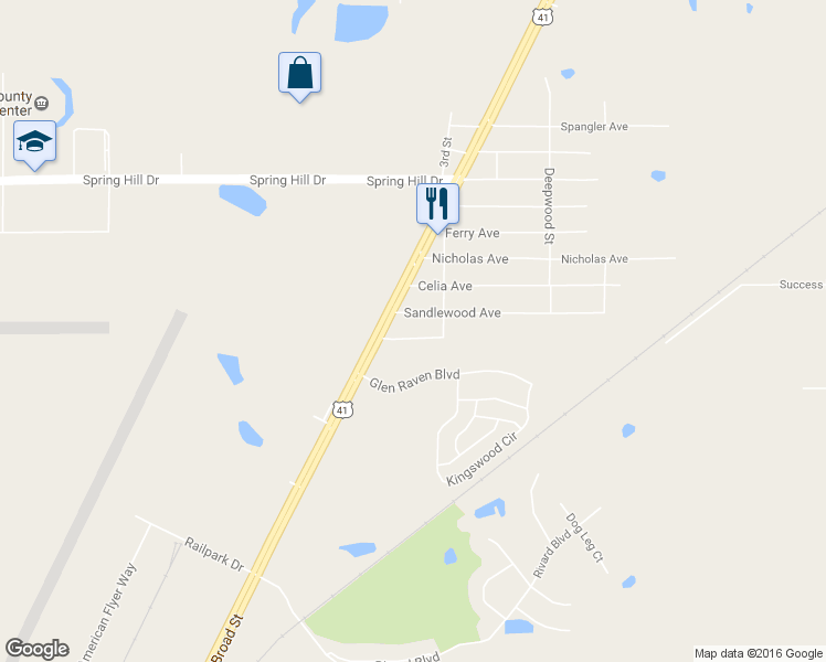 map of restaurants, bars, coffee shops, grocery stores, and more near 17463 Tavern Road in Brooksville