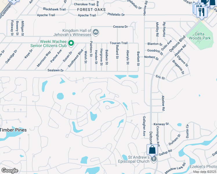 map of restaurants, bars, coffee shops, grocery stores, and more near 3096 Eagle Bend Road in Spring Hill