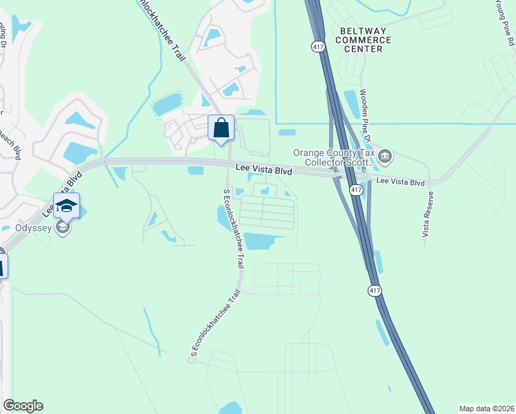 map of restaurants, bars, coffee shops, grocery stores, and more near 10139 Ridgebloom Avenue in Orlando