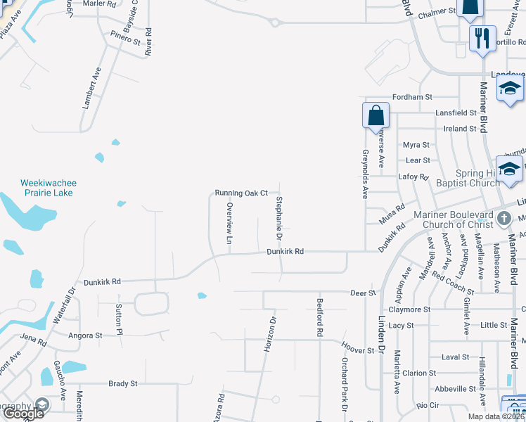 map of restaurants, bars, coffee shops, grocery stores, and more near 3040 Tiffany Court in Spring Hill