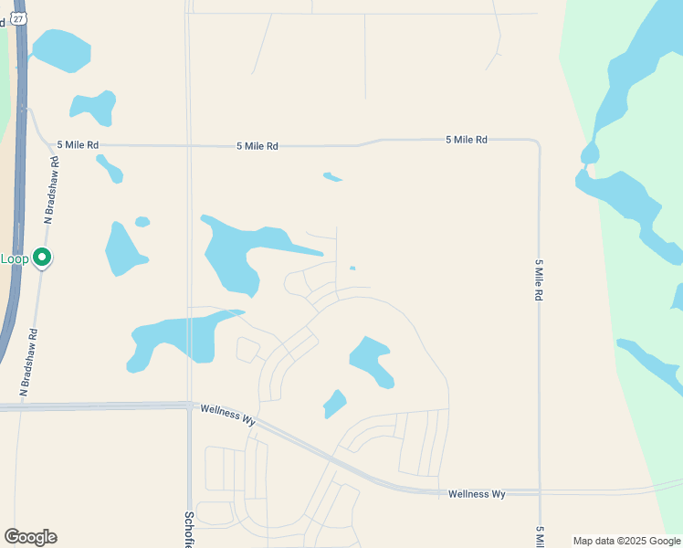map of restaurants, bars, coffee shops, grocery stores, and more near 5 Mile Road in Winter Garden